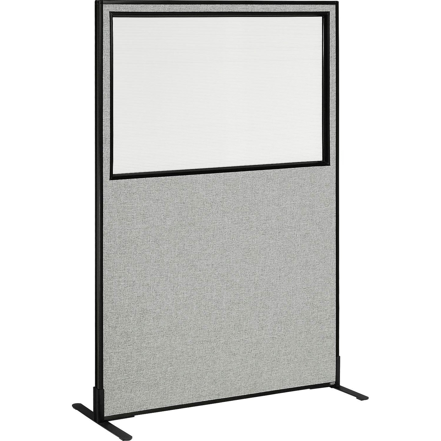 Interion Freestanding Office Partition Panel with Partial Window, 48-1/4"W x 72"H, Gray (WB694680WFGY)