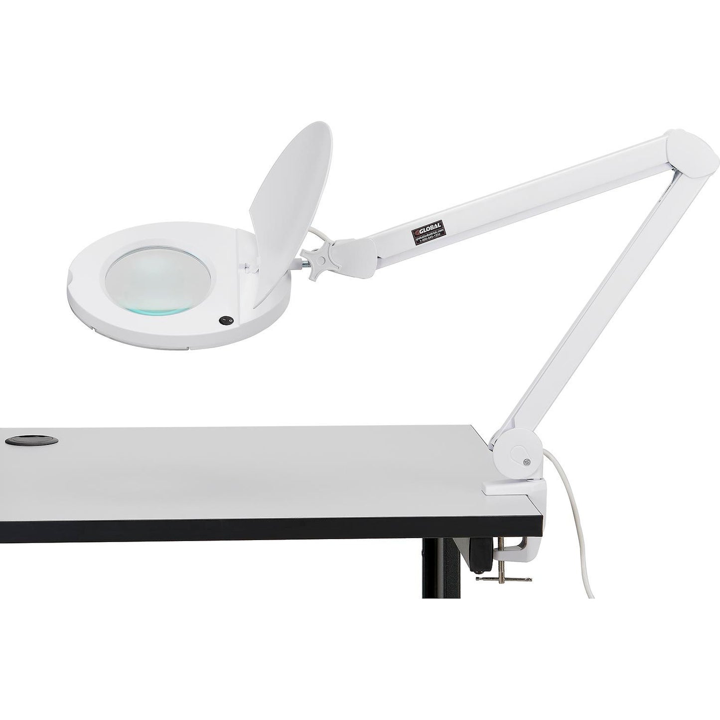 Global Industrial 8 Diopter LED Magnifying Lamp With Covered Metal Arm, White (WB695234)