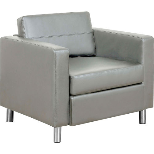 Interion Antimicrobial Upholstered Leather Club Chair, Gray (WB695735GY-AM)