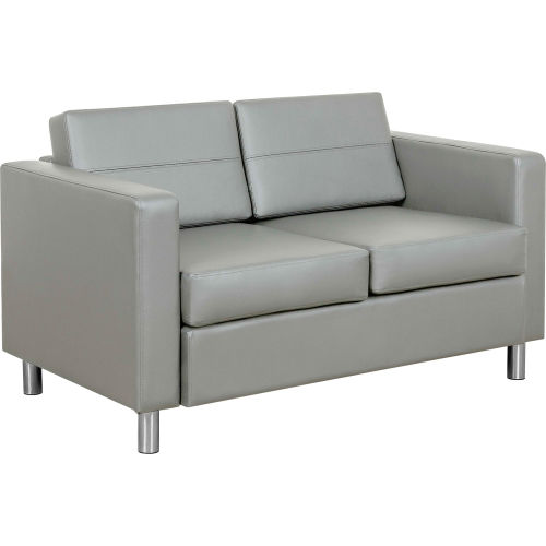 Interion Antimicrobial Upholstered Leather Loveseat, Gray (WB695736GY-AM)