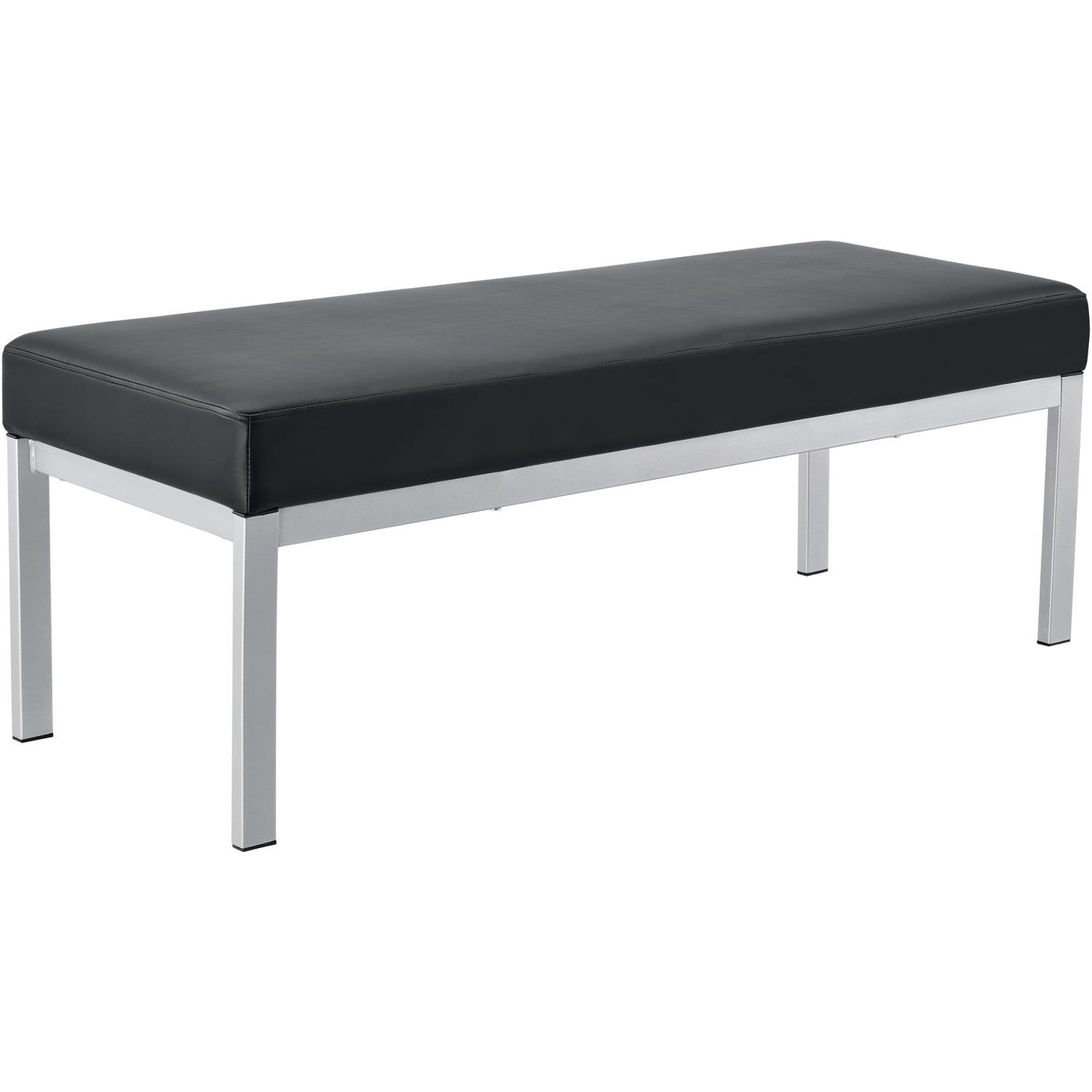 Interion Synthetic Leather Reception Bench, Black W/ Silver Frame (WB695866)