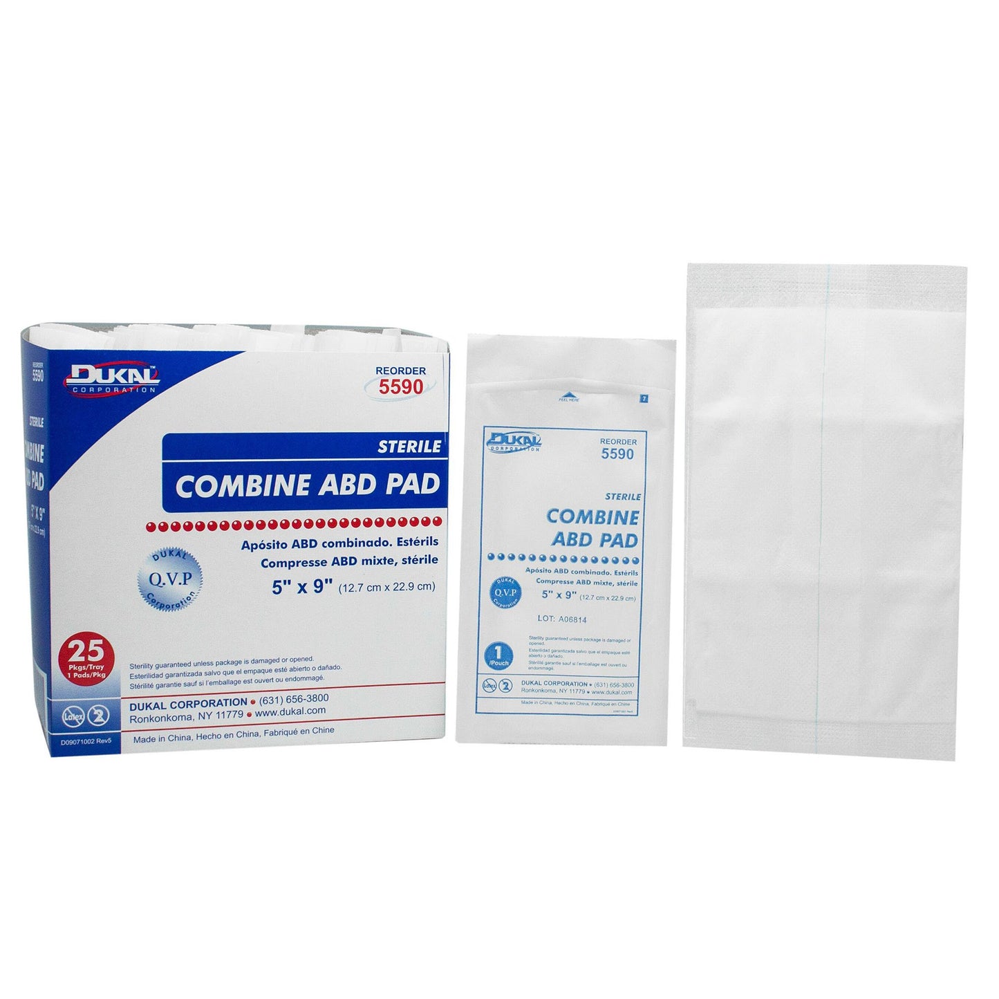 Dukal™ Abdominal Pad 5 X 9 Inch 1-Ply Sterile 1 per Pack (360305_EA)