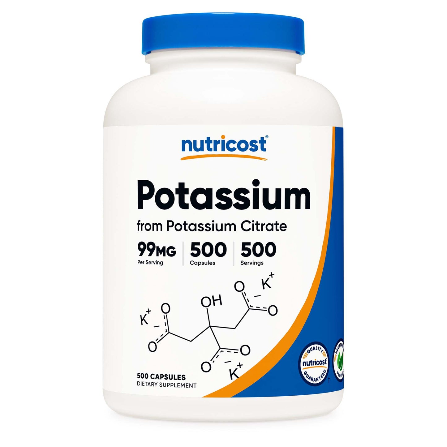 nutricost® Dietary Supplement Potassium Citrate 99 mg Strength Capsule 500 Per Bottle (1270256_BT)