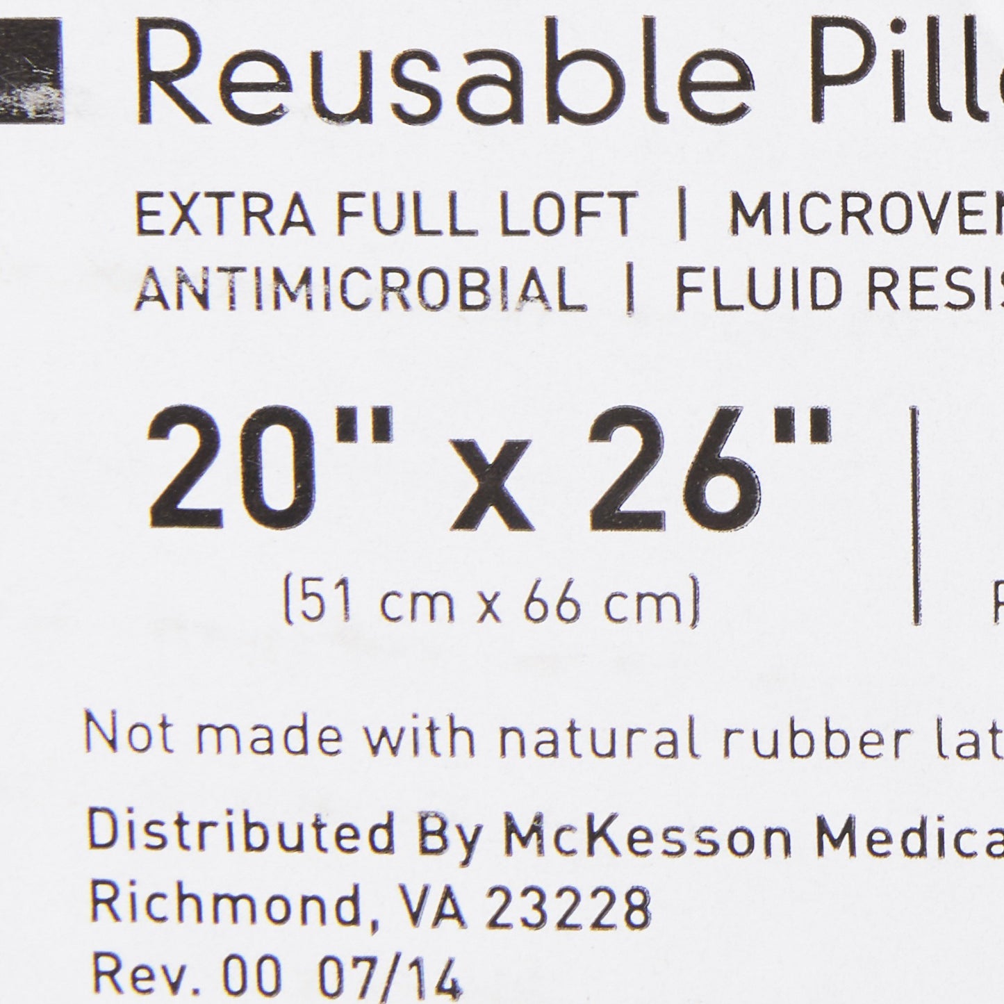 McKesson Bed Pillow 20 X 26 Inch White Reusable (939586_CS)
