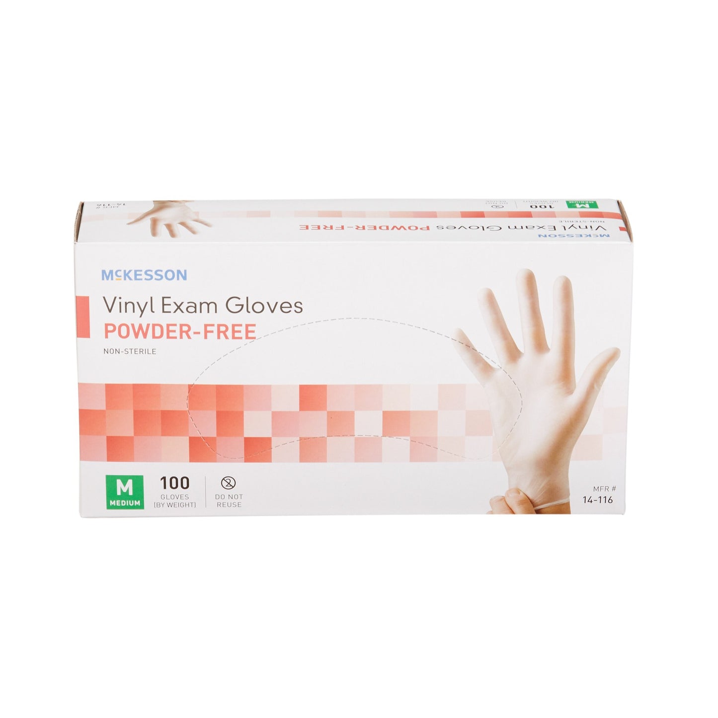 McKesson Exam Glove Medium NonSterile Vinyl Standard Cuff Length Smooth Clear Not Rated (354439_CS)