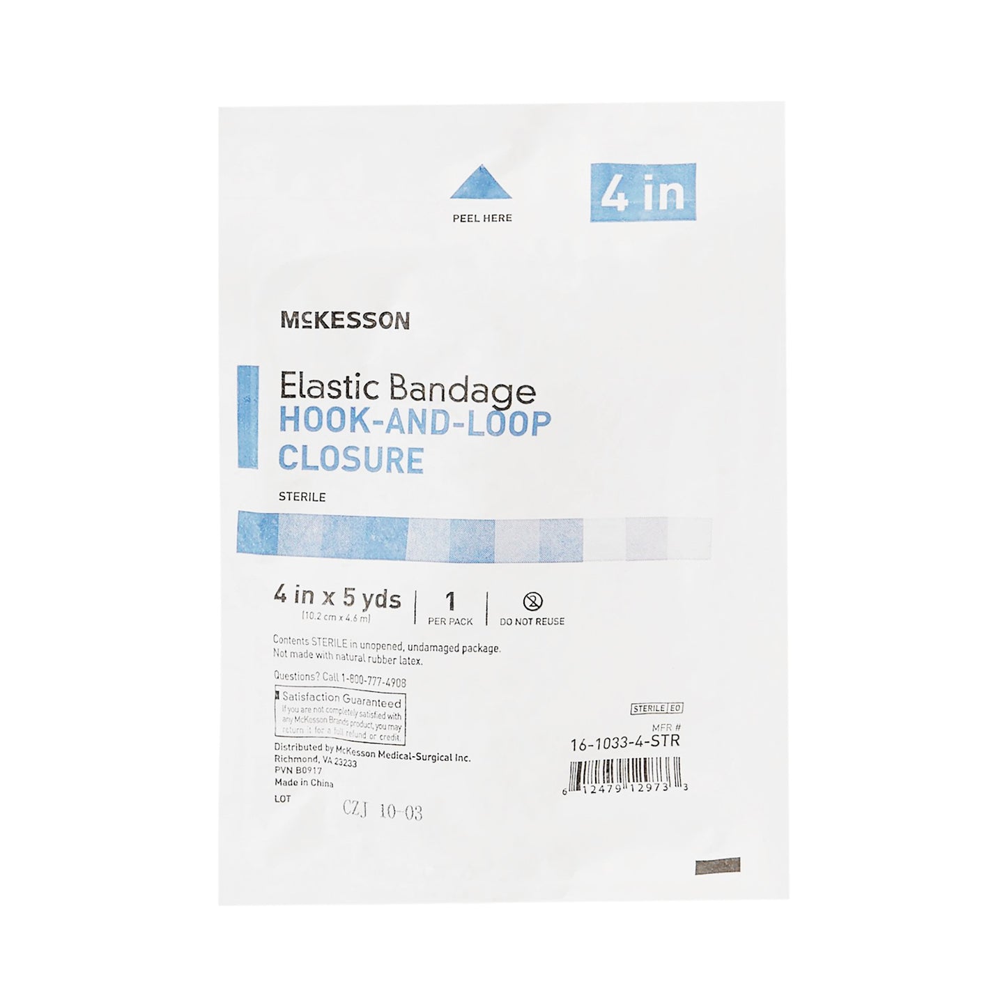 McKesson Elastic Bandage 4 Inch X 5 Yard Single Hook and Loop Closure Tan Sterile Standard Compression (471793_CS)