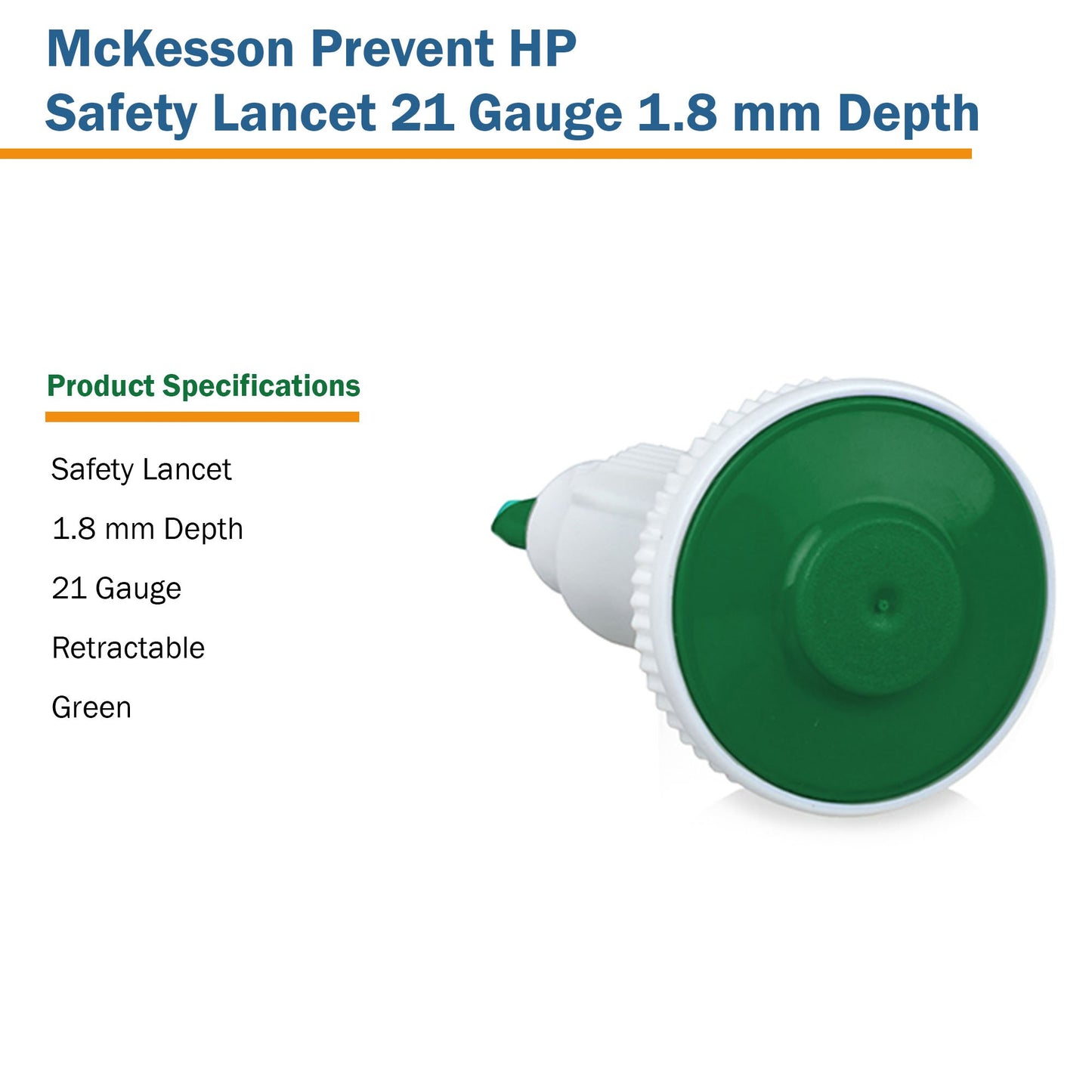 McKesson Prevent® HP Safety Lancet 21 Gauge Retractable Push Button Activation Finger (1217984_CS)