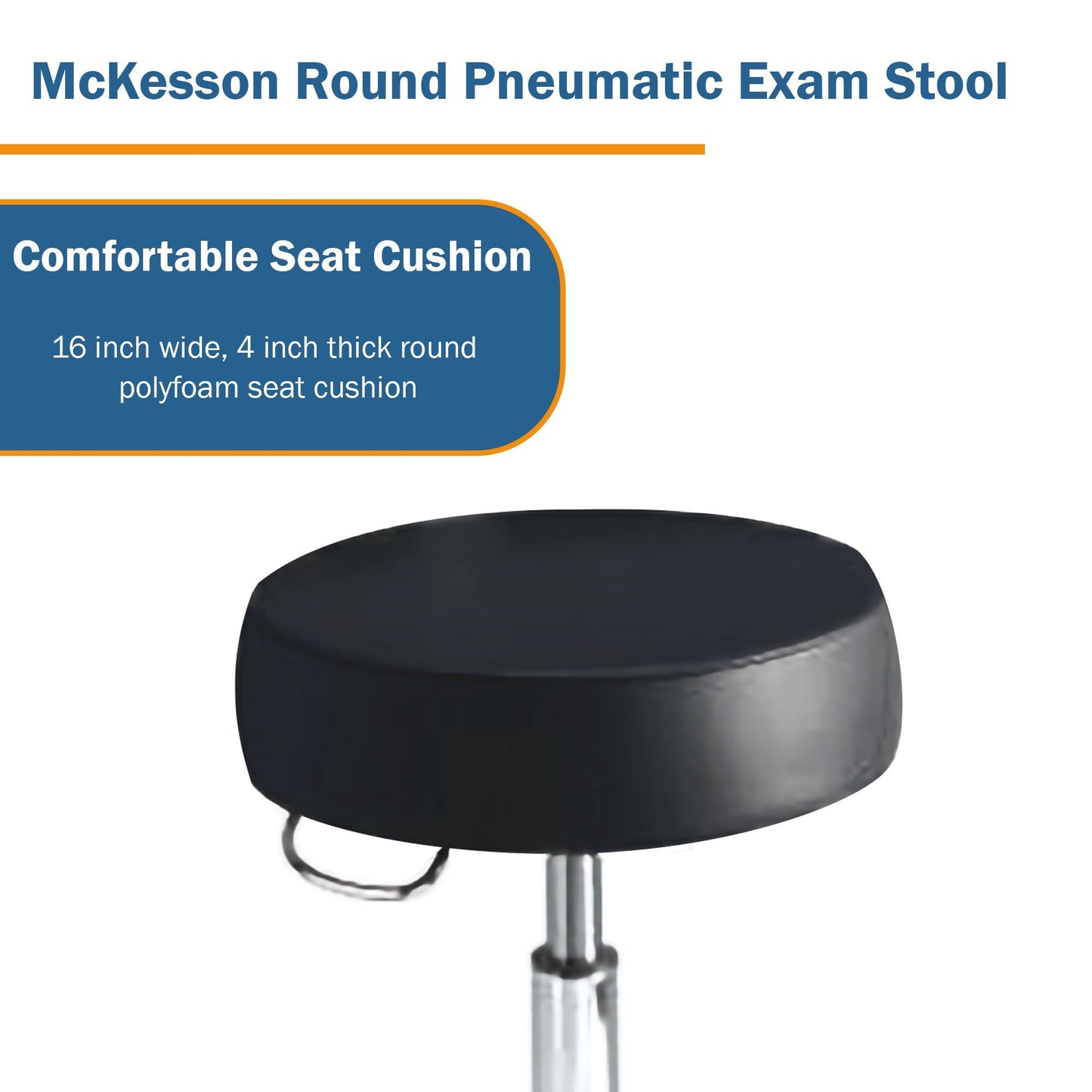 McKesson Exam Stool Backless Pneumatic Height Adjustment 5 Casters Black (407036_EA)