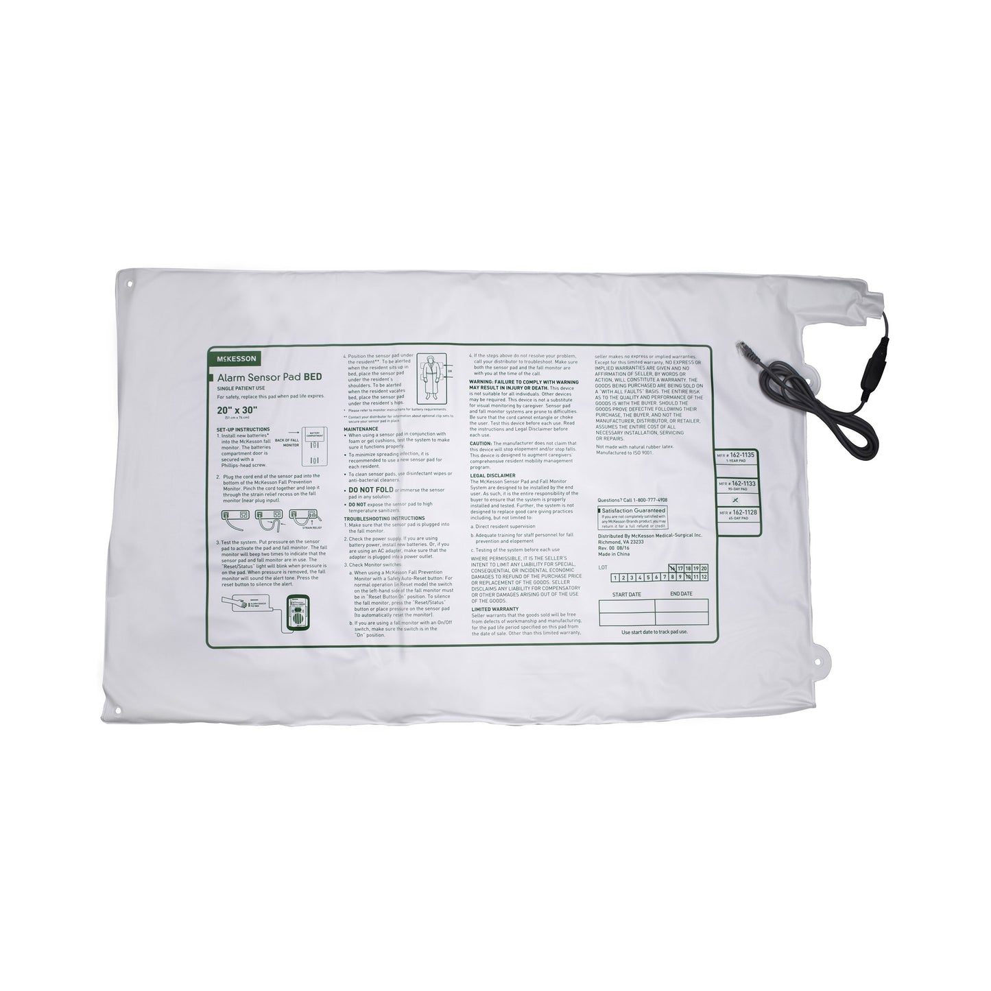 McKesson Brand Bed Sensor Pad 20 X 30 Inch (1020959_EA)