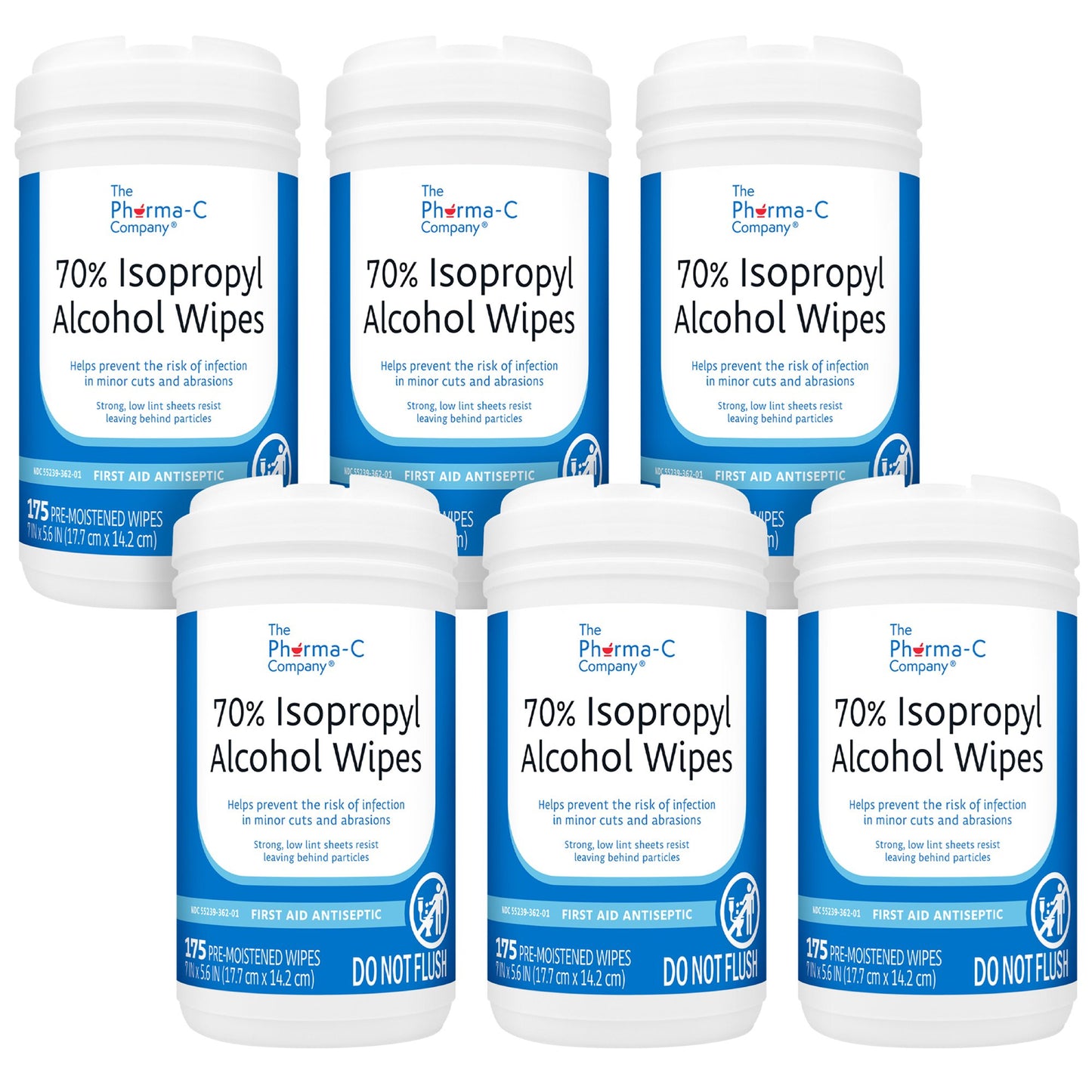 The Pharma-C Company® Antiseptic Skin Wipe Isopropyl Alcohol Towelette Canister (1250441_CT)