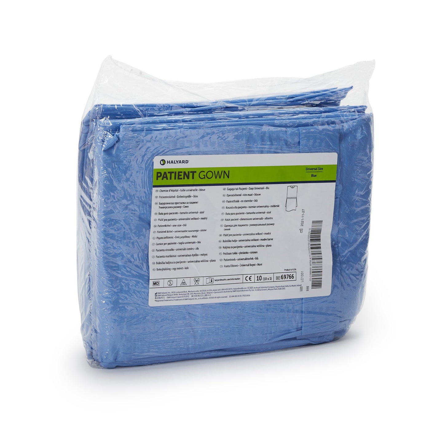 Halyard Patient Exam Gown One Size Fits Most Blue Disposable (937757_BX)