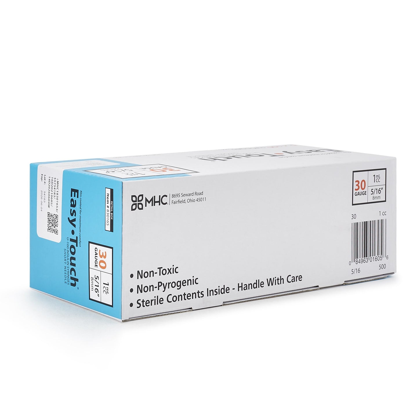 EasyTouch™ Standard Insulin Syringe with Needle 1 mL 5/16 Inch 30 Gauge NonSafety Thin Wall (1156896_CS)
