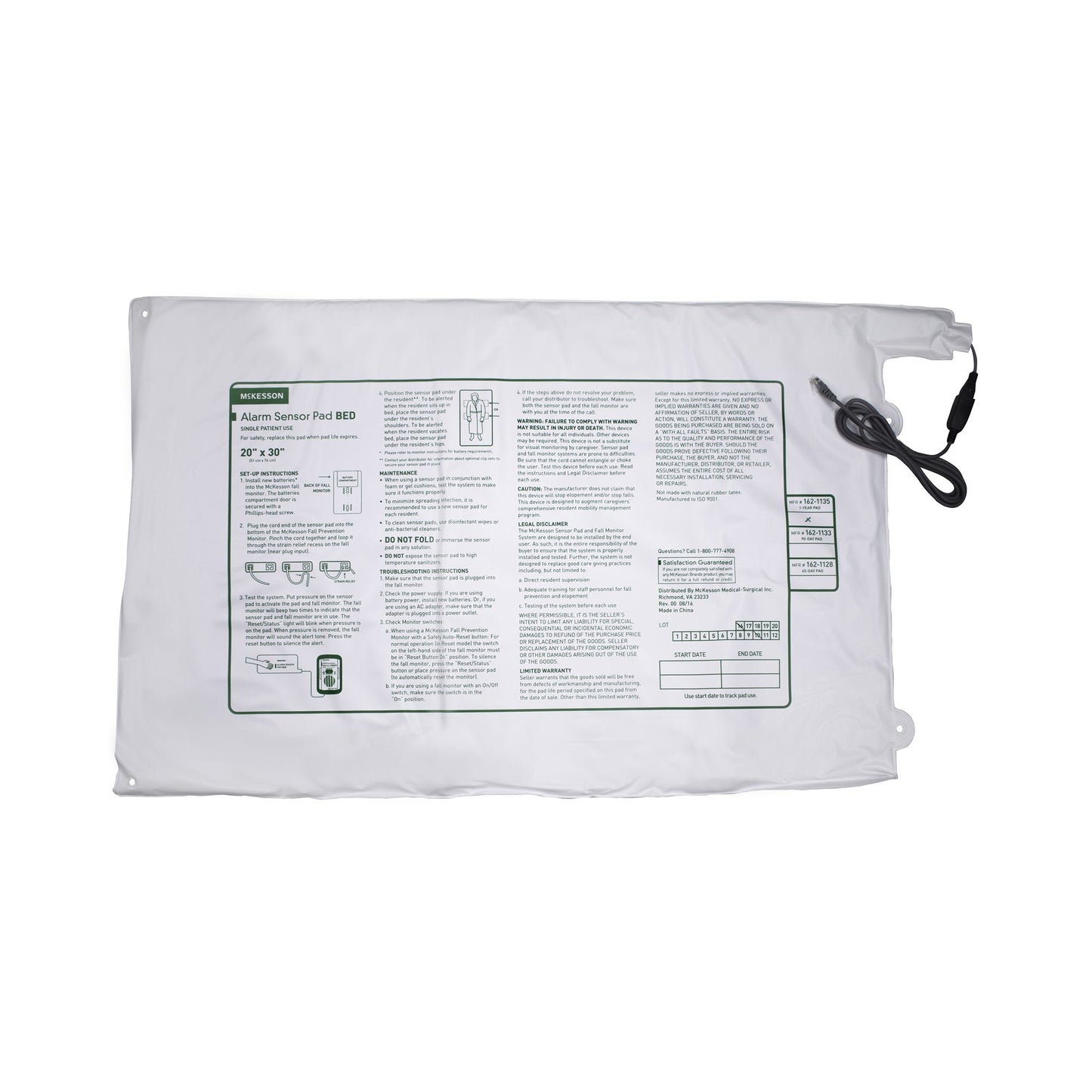 McKesson Brand Bed Sensor Pad 20 X 30 Inch (1020961_EA)