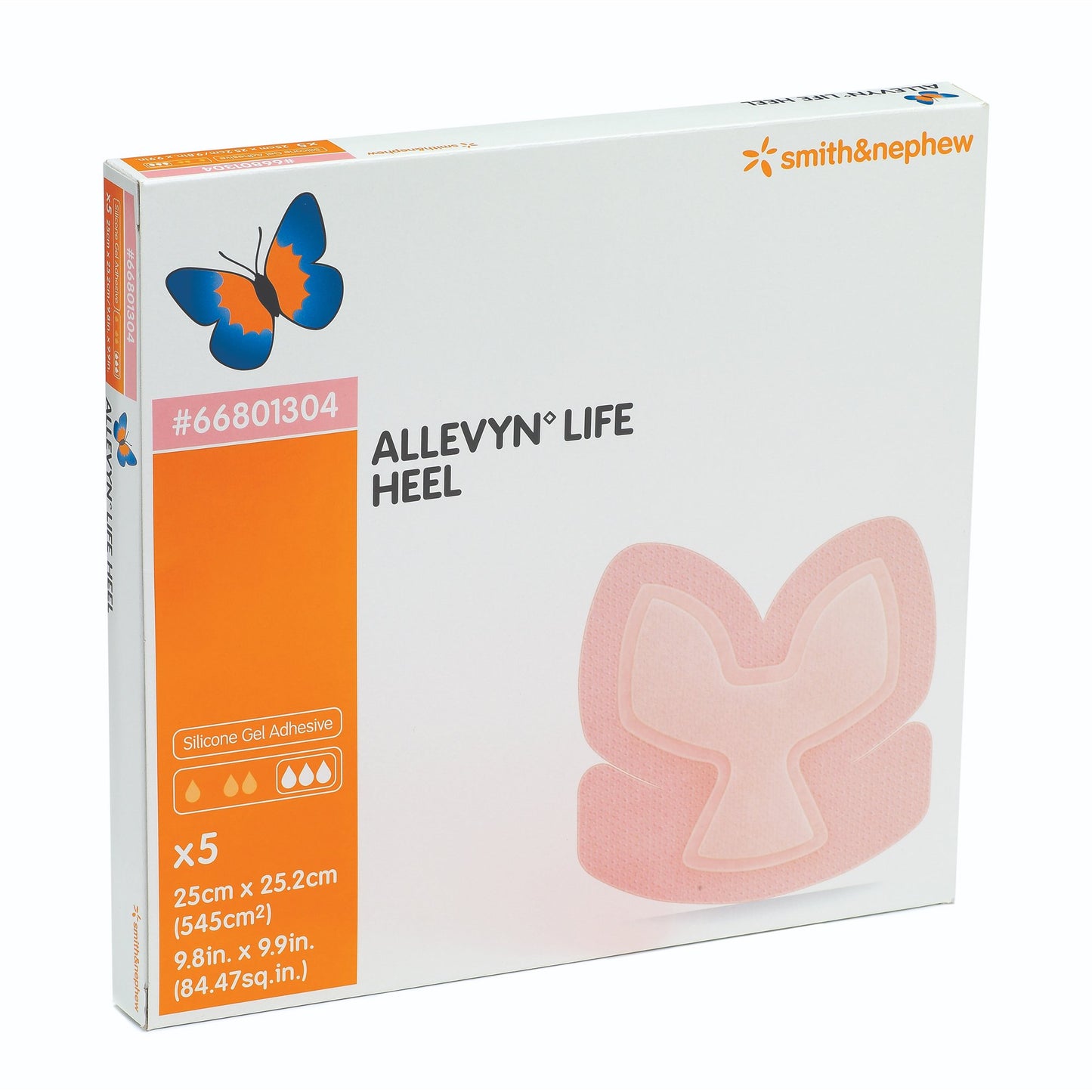 Allevyn Life Foam Dressing 9-4/5 X 9-9/10 Inch With Border Film Backing Silicone Gel Adhesive Heel Sterile (863007_BX)