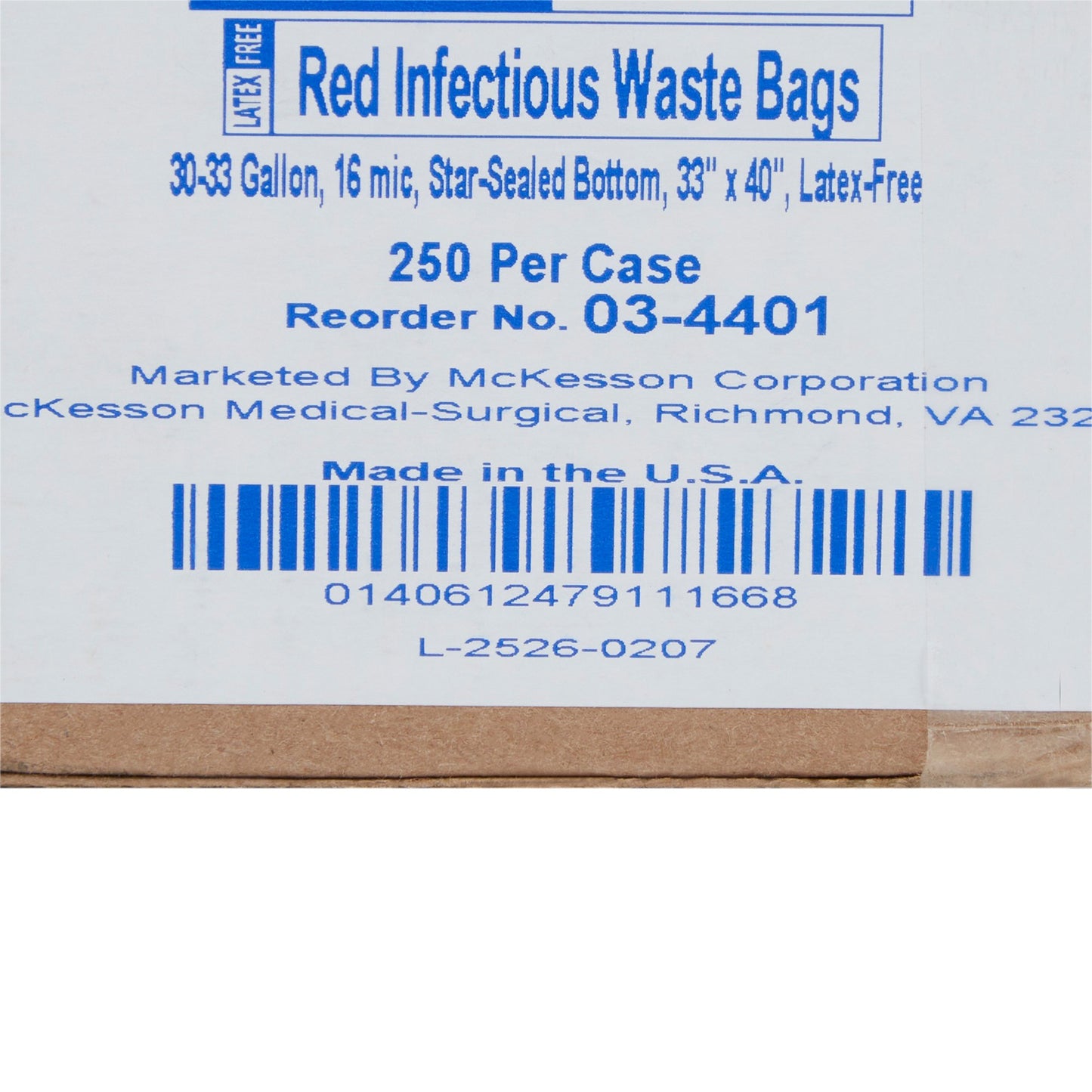 McKesson Biohazard Waste Bag Biohazard Symbol / Infectious Waste 30 to 33 gal. Red 33 X 40 Inch (186722_CS)
