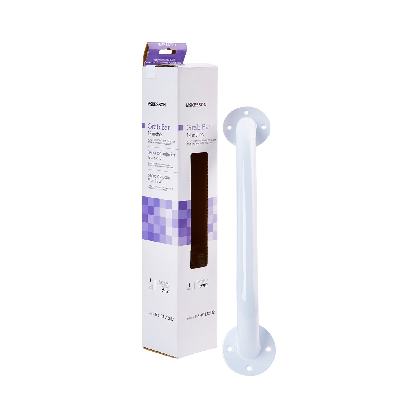 McKesson Wall Grab Bar White Steel (1065235_EA)