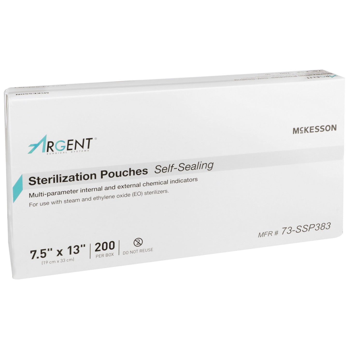 McKesson Argent™ Sure-Check® Sterilization Pouch Ethylene Oxide (EO) Gas / Steam 7-1/2 X 13 Inch Transparent / Blue Self Seal Paper / Film (524881_CS)
