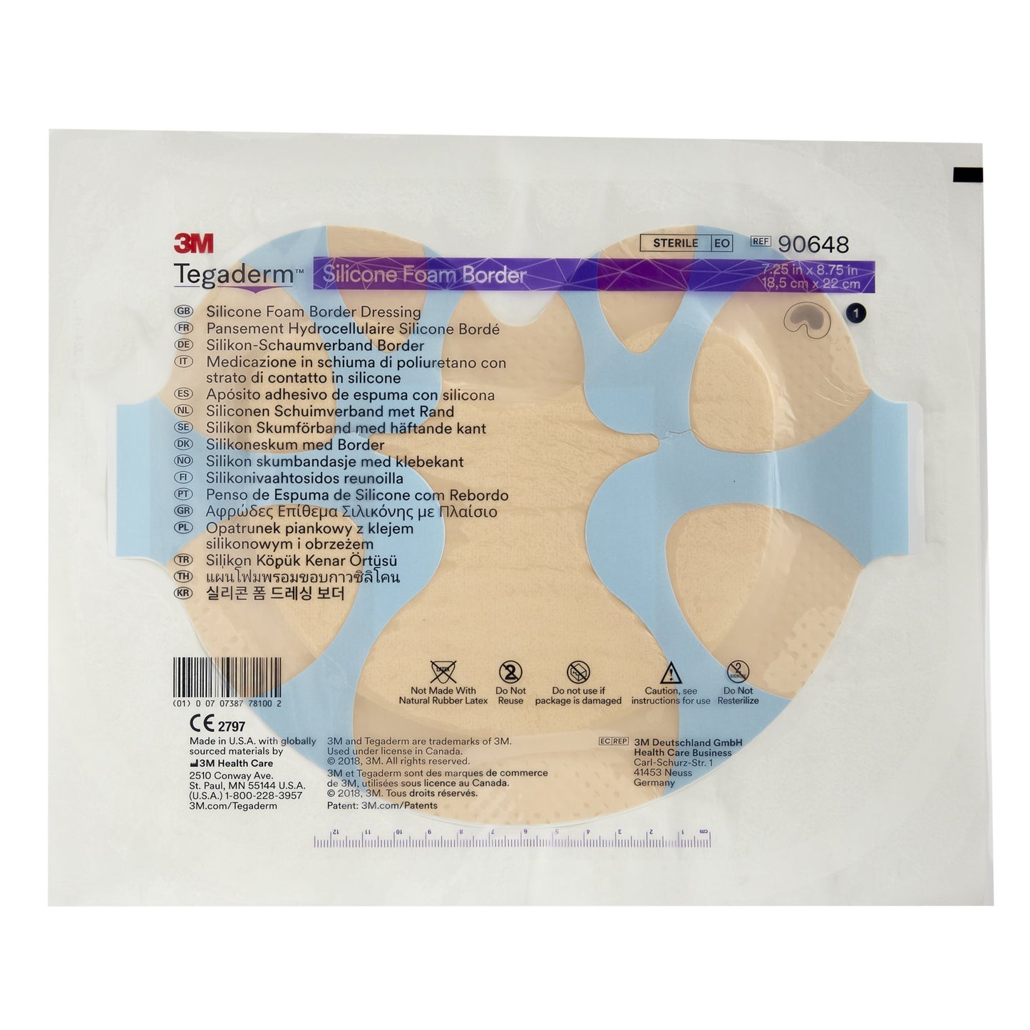 3M™ Tegaderm™ Foam Dressing 7-1/4 X 8-3/4 Inch With Border Film Backing Silicone Adhesive Large Sacral Sterile (1078889_EA)