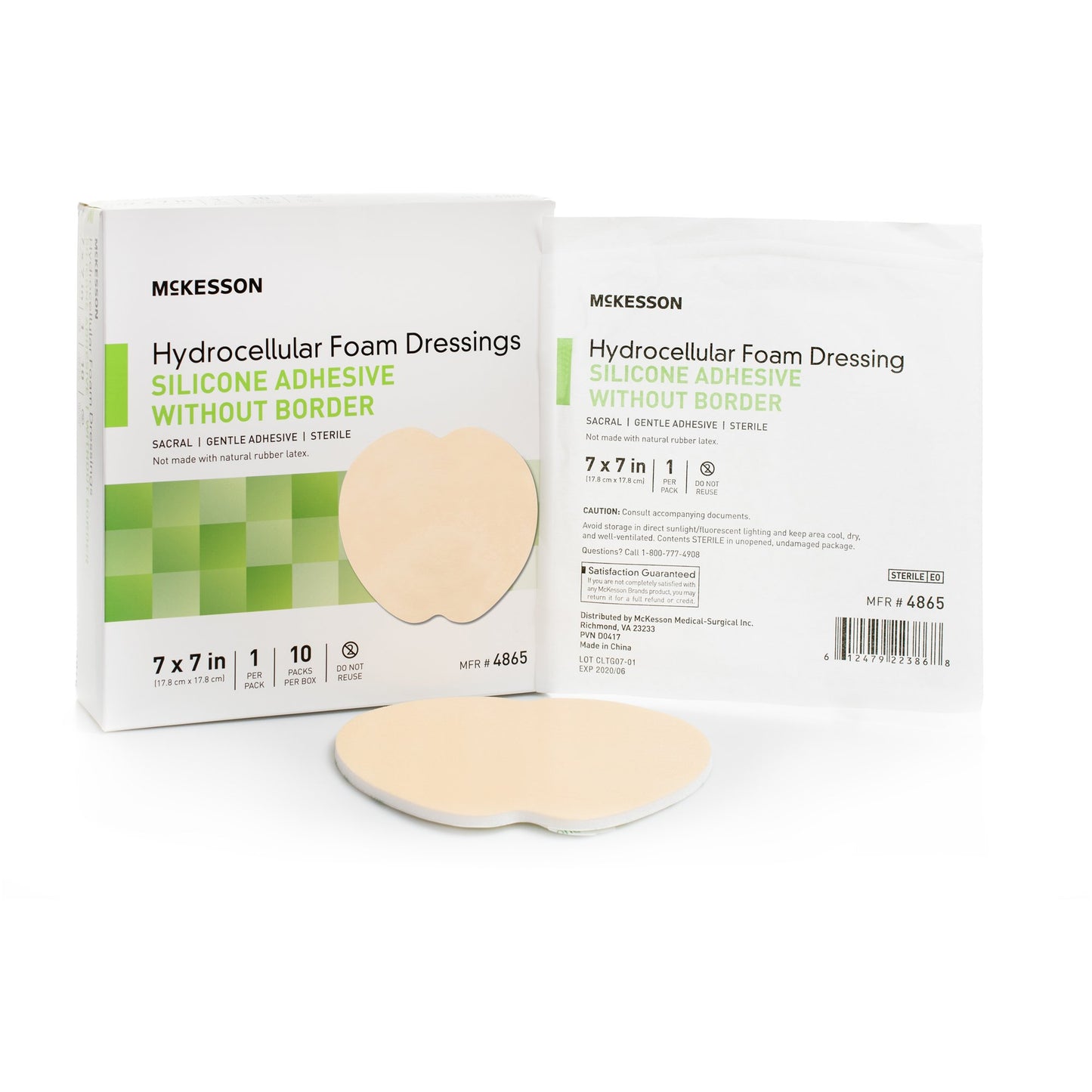 McKesson Foam Dressing 7 X 7 Inch Without Border Film Backing Silicone Gel Adhesive Sacral Sterile (1083088_BX)