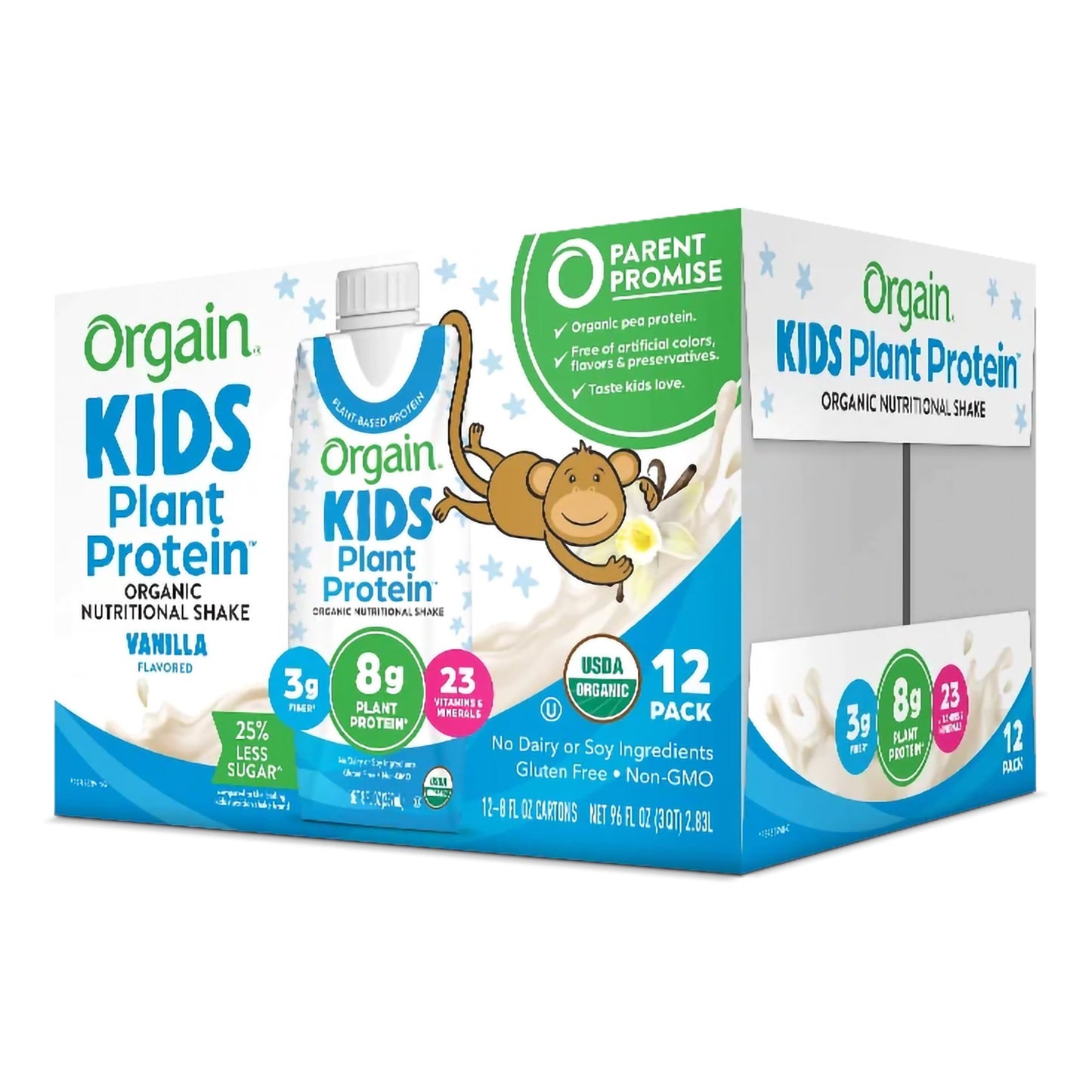 Orgain® Kids Plant Protein™ Nutritional Shake Pediatric Oral Supplement Vanilla Flavor 8 oz. Carton Liquid Plant Based (1196796_EA)