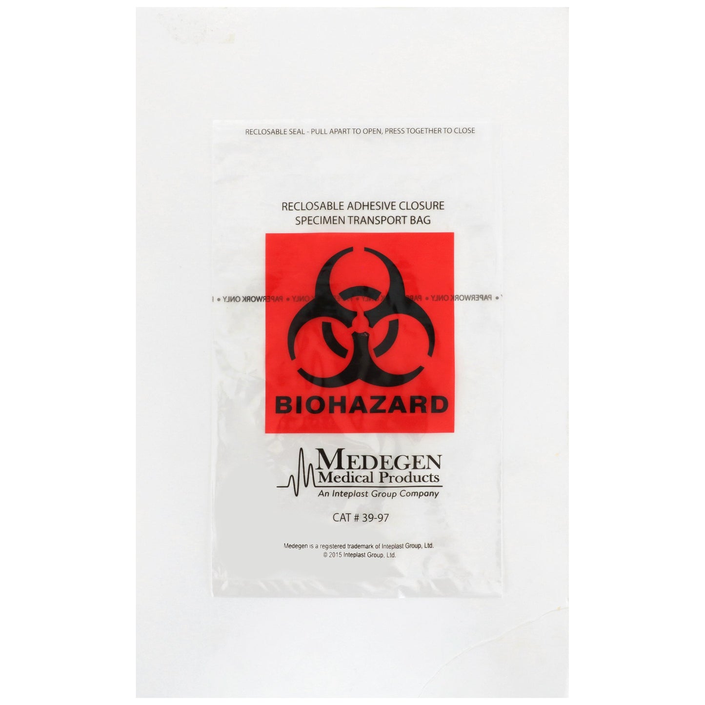 McKesson Specimen Transport Bag with Document Pouch 6 X 9 Inch Adhesive Closure Biohazard Symbol NonSterile (763805_CS)