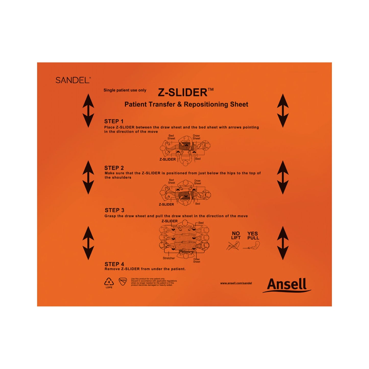 Z-Slider™ Transfer Sheet Orange 33 X 39 Inch Without Handles (663441_CS)