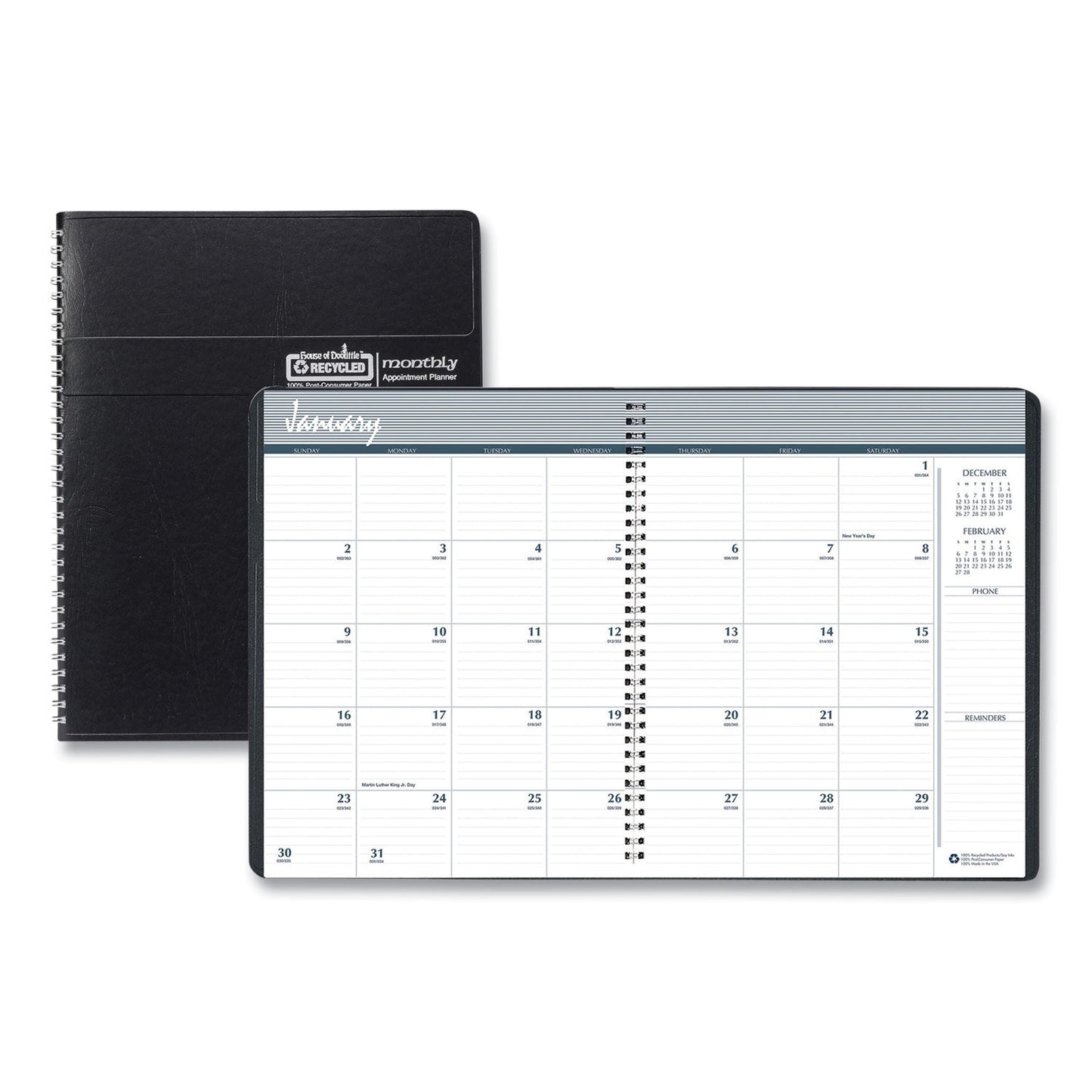 house-of-doolittle-14-month-recycled-ruled-monthly-planner-8-75-x-6-78-black-cover-14-month-dec-to-jan-2023-to-2025-hod26802_1