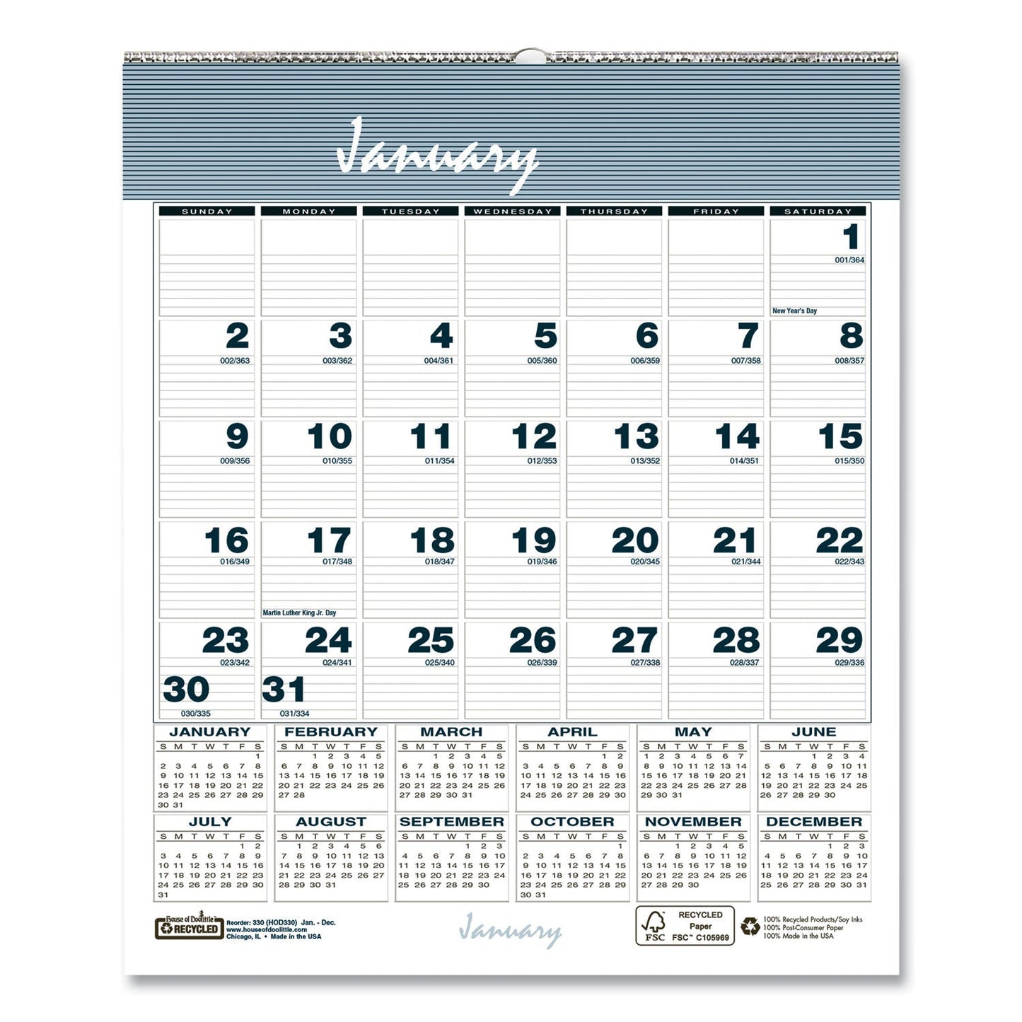 house-of-doolittle-bar-harbor-recycled-wirebound-monthly-wall-calendar-num-hod330_1