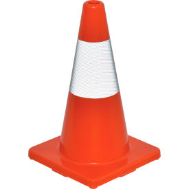 Global Industrial 18" Traffic Cone, Reflective, Solid Orange Base, 2-1/2 lbs (WB708139)