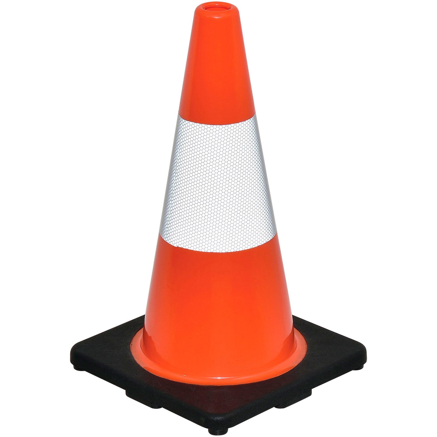 Global Industrial 18" Traffic Cone, Reflective, Black Base, 3 lbs (WB708146)