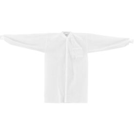 Global Industrial Disposable Polypropylene Lab Coat Knit Wrist Collar Snap Closure Med 25/Case (WB708309M)