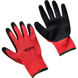 Global Industrial Crinkle Latex Coated Gloves, Red/Black, Medium, 1 Pair (WB708347M)