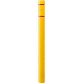 Global Industrial Bollard Post Sleeve, 4" D x 64" H, Yellow With Red Tape, HDPE (WB708407YR)
