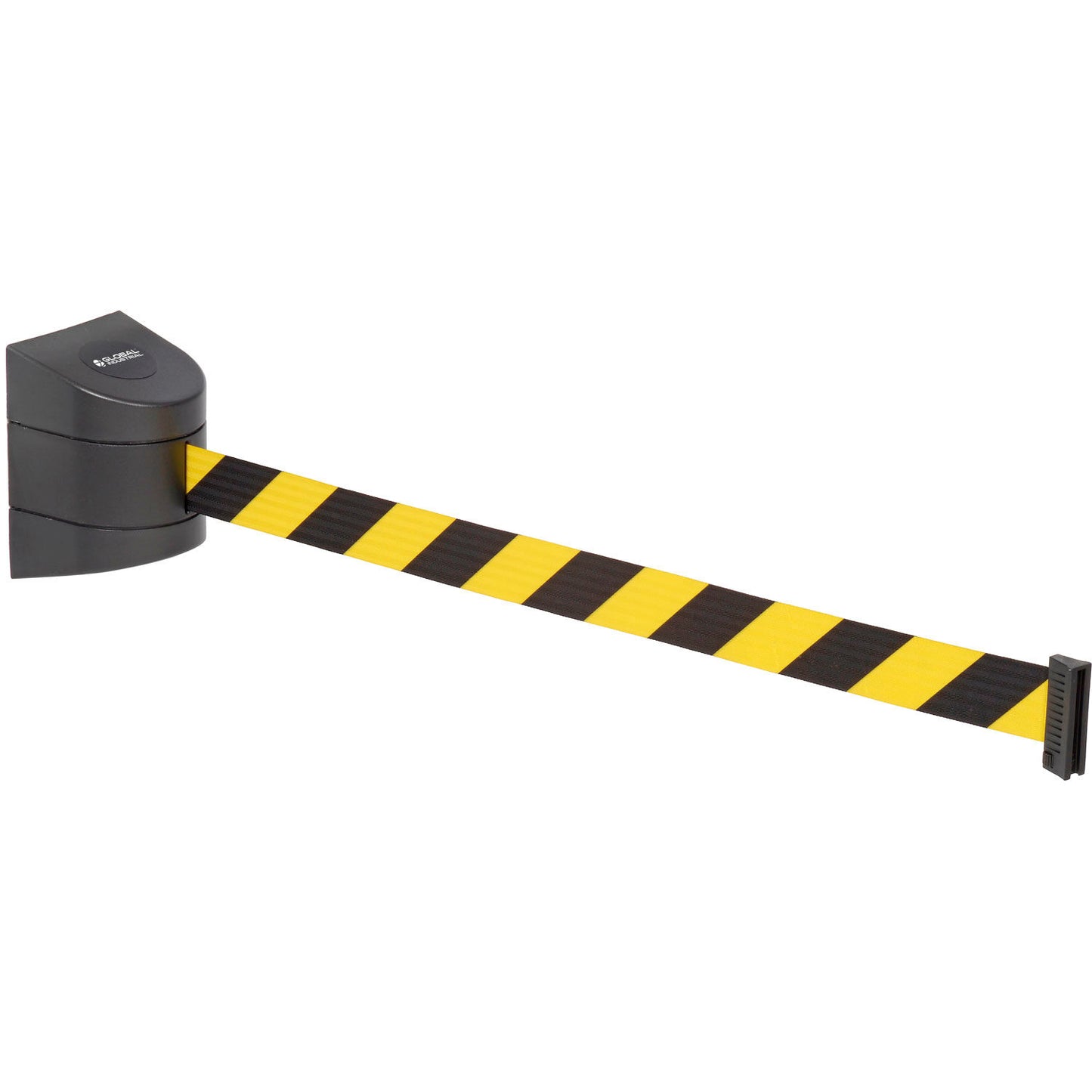 Global Industrial Wall Mount Retractable Belt Barrier, Black Case W/30' Black/Yellow Belt (WB708412YB)