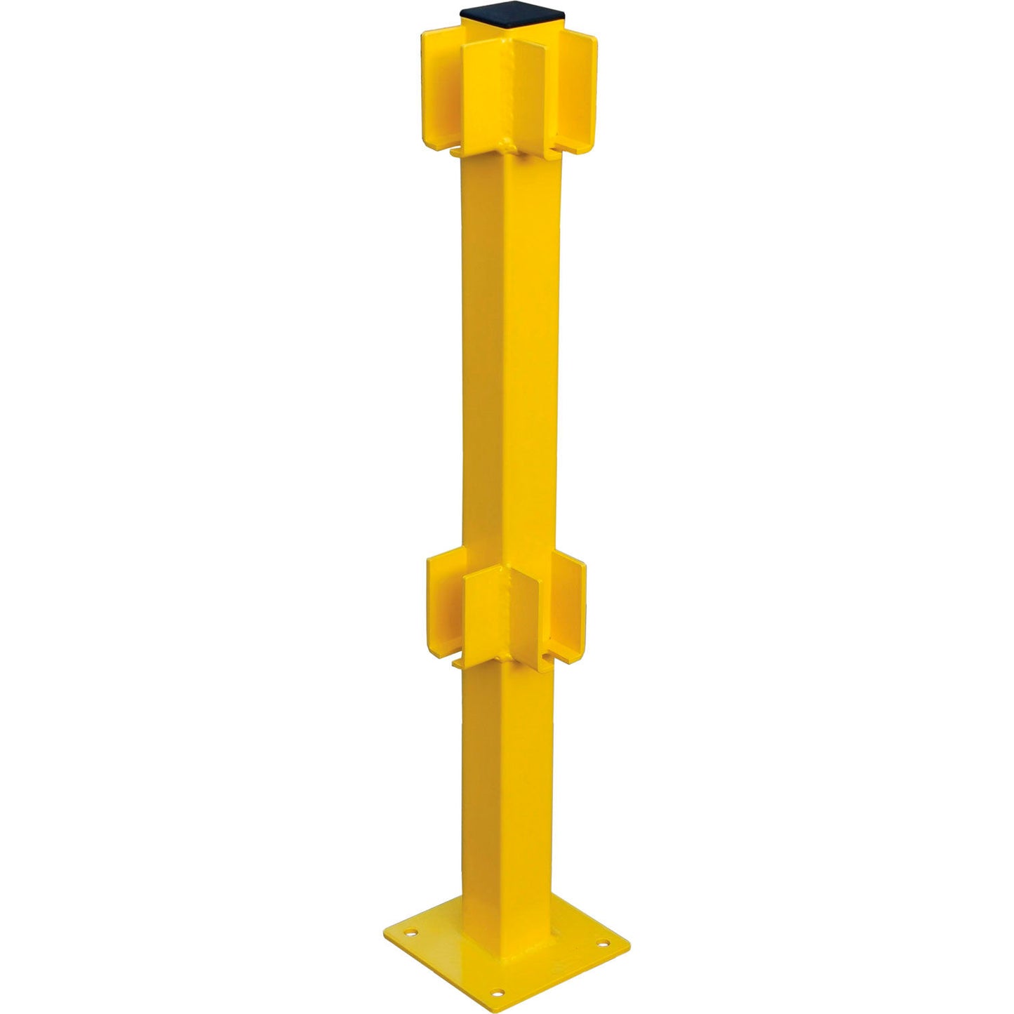 Global Industrial Steel Lift-Out Guard Rail Corner Post, Double-Rail, 42"H, Yellow (WB708442)