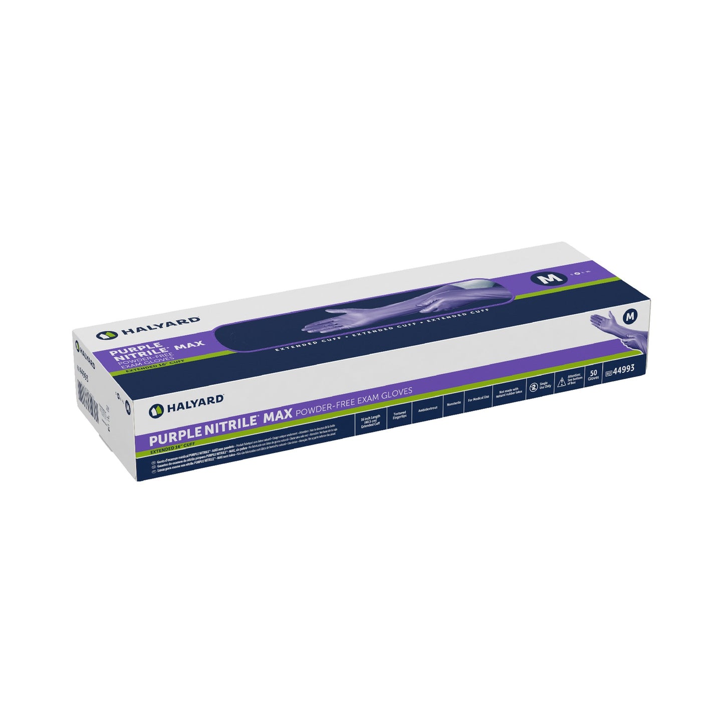 Purple Nitrile Max™ Exam Glove Medium NonSterile Nitrile Extended Cuff Length Fully Textured Purple Not Rated (1051223_CS)
