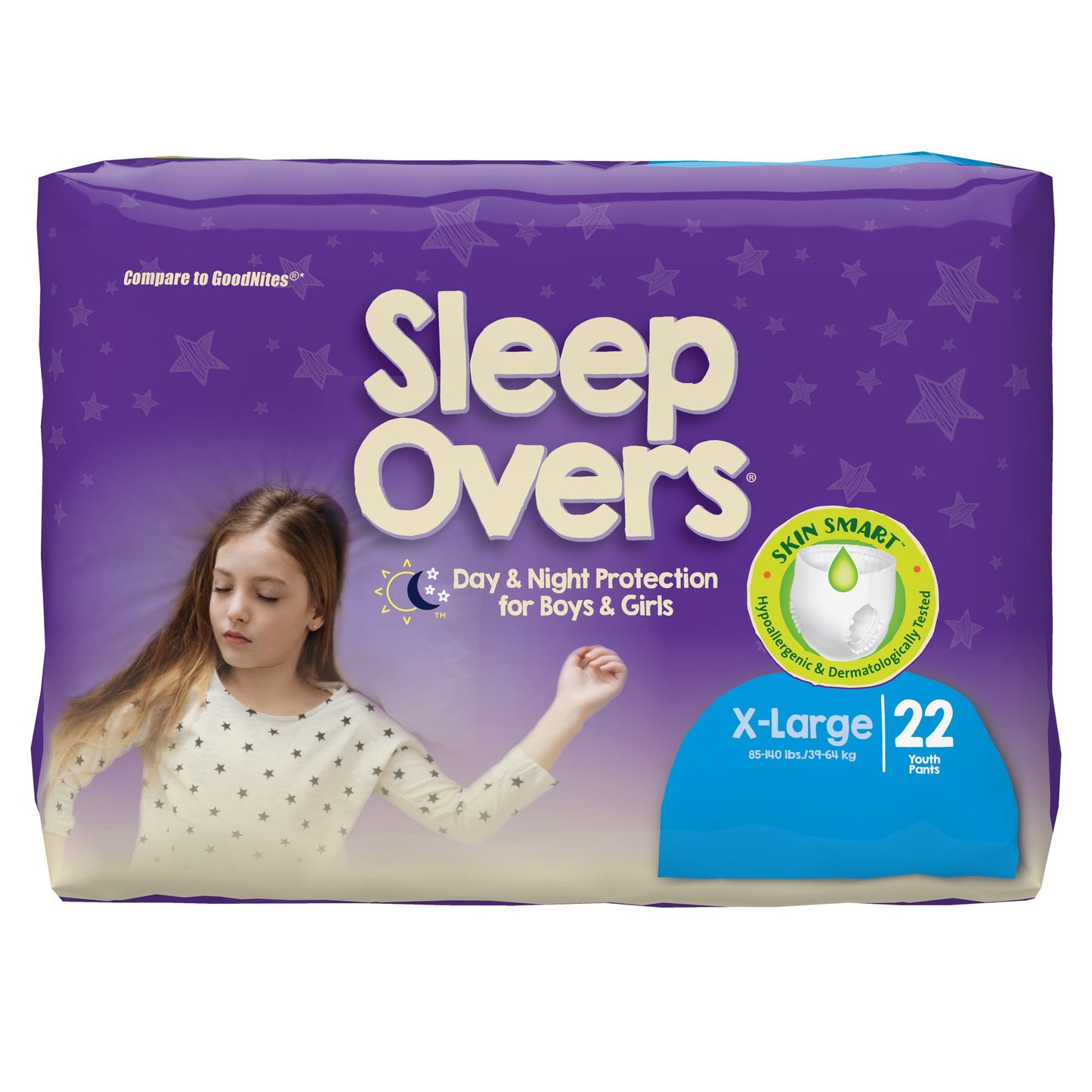 Cuties® Sleep Overs® Unisex Youth Absorbent Underwear Pull On with Tear Away Seams X-Large Disposable Heavy Absorbency (811511_BG)