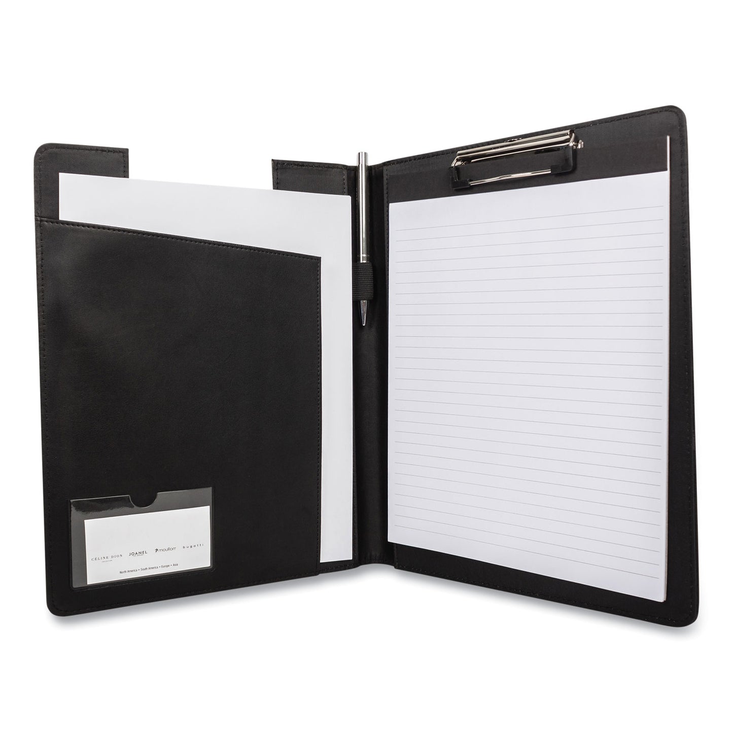 Bond Street, Ltd. Faux-Leather Padfolio, Notched Front Cover with Clipboard Fastener, 9 x 12 Pad, 9.75 x 12.5, Black (BND5041BSBLACK)