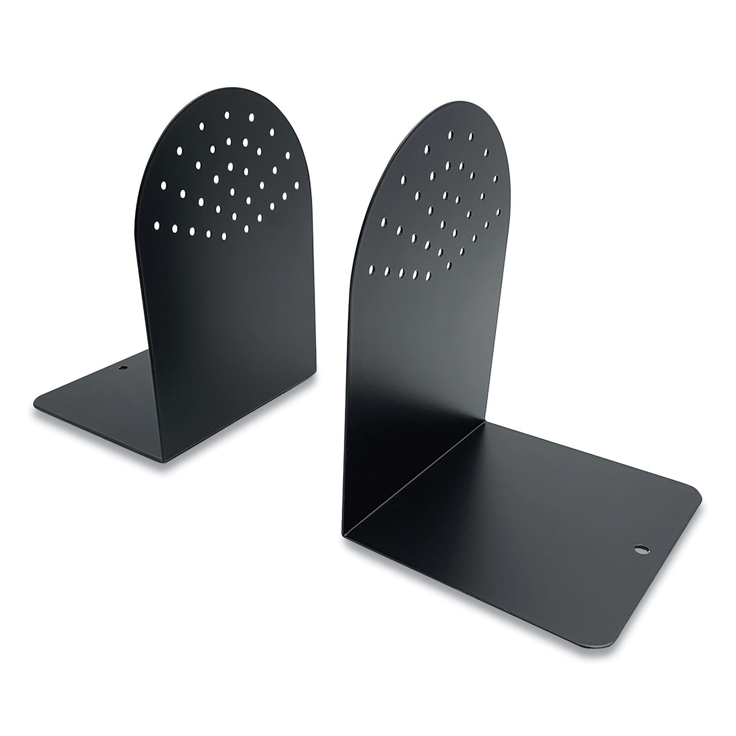 Huron Steel Bookends, Contemporary Style, Nonskid Base, 4.75 x 5.5 x 7.25, Black, Pair (CTXHASZ0095)