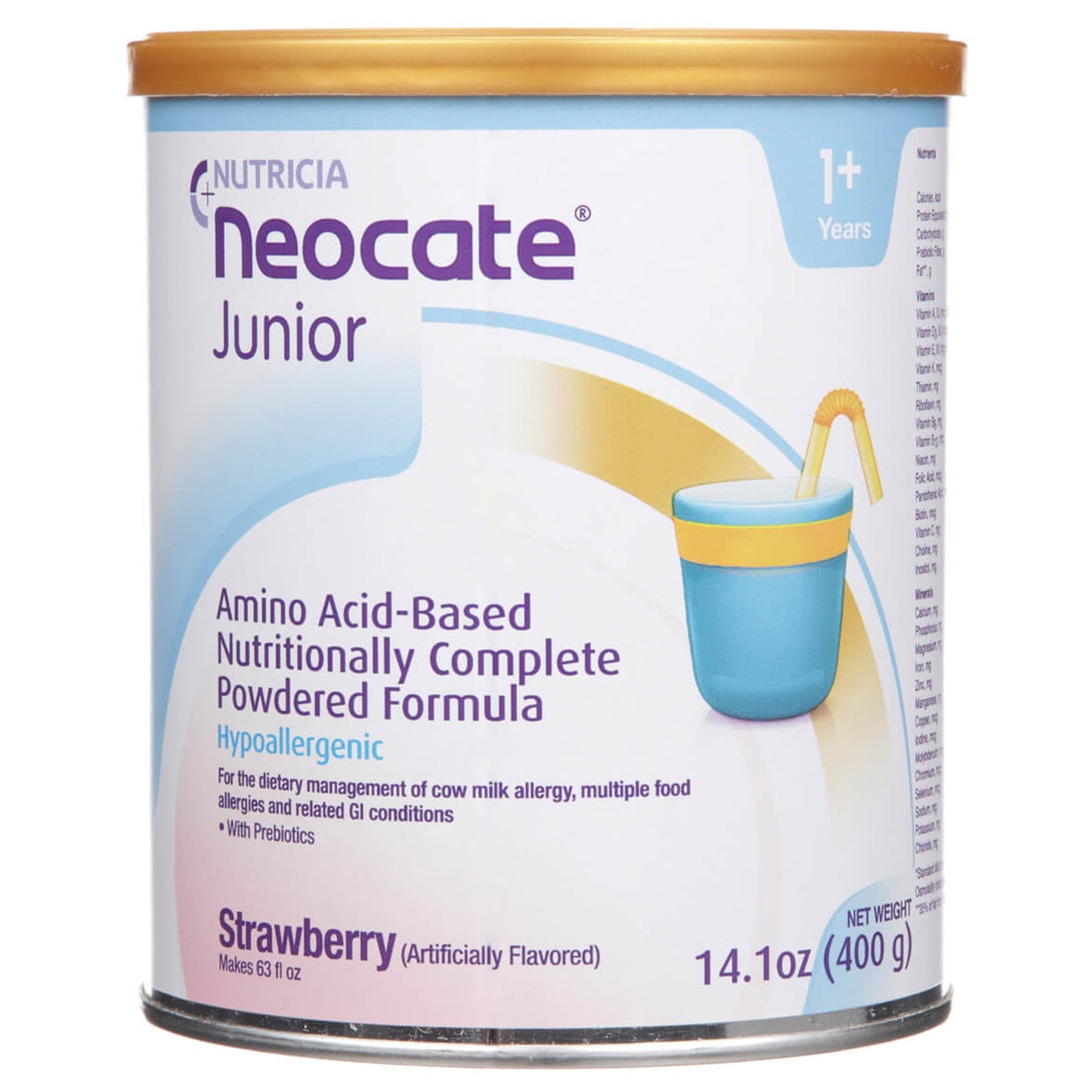Neocate® Junior with Prebiotics Pediatric Oral Supplement Strawberry Flavor 14.1 oz. Can Powder Amino Acid Food Allergies (873510_EA)