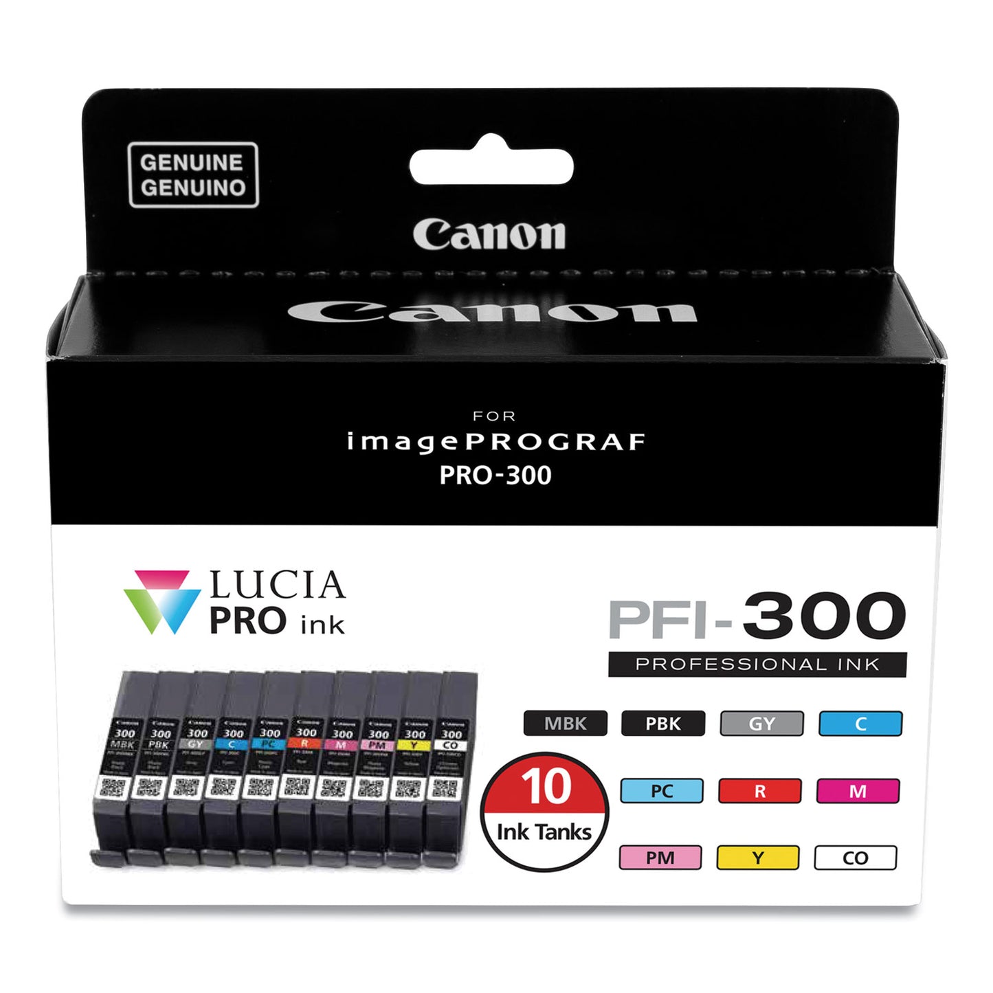 Canon® 4192C007 (PFI-300) Ink, Matte Black/Photo Black/Gray/Cyan/Photo Cyan/Red/Magenta/Photo Magenta/Yellow/CO, 10/Pack (CNM4192C007)