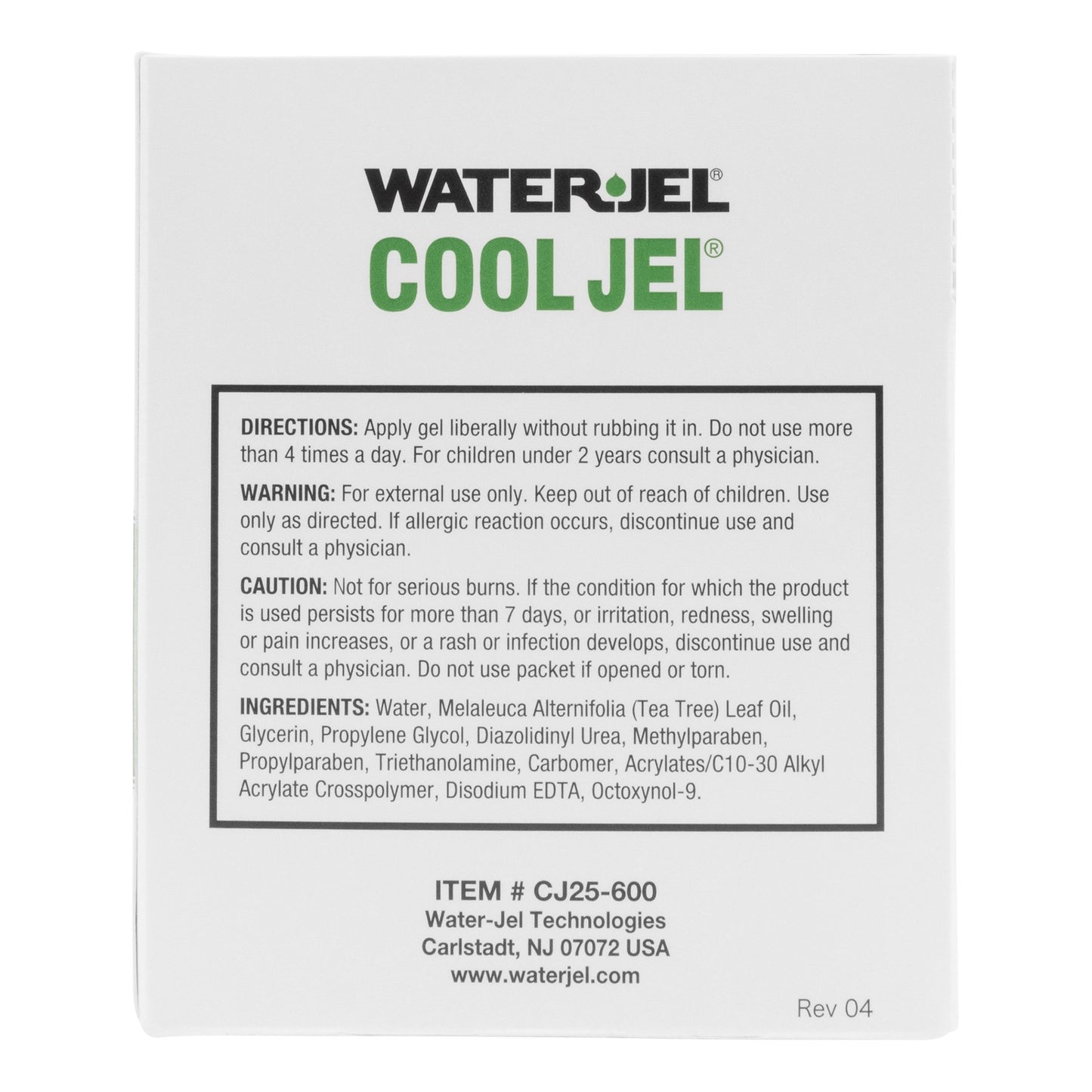 Water Jel® Cool Jel Burn Relief Tea Tree Oil / Glycerin Topical Gel 3.5 Gram Individual Packet (786414_BX)