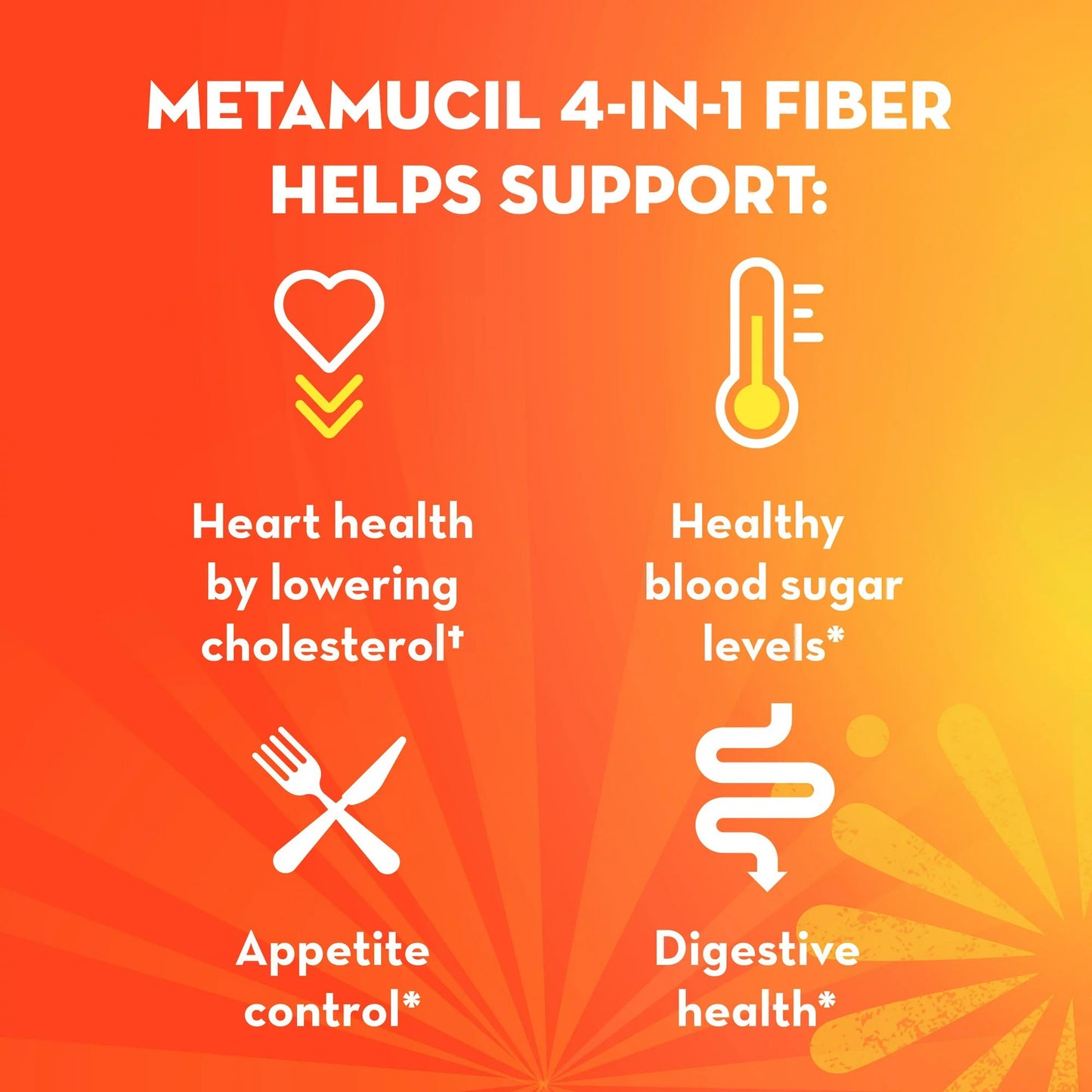 Metamucil® Fiber Supplement Orange Flavor Powder 23.3 oz. 3.4 Gram Strength Psyllium Husk (1189588_EA)