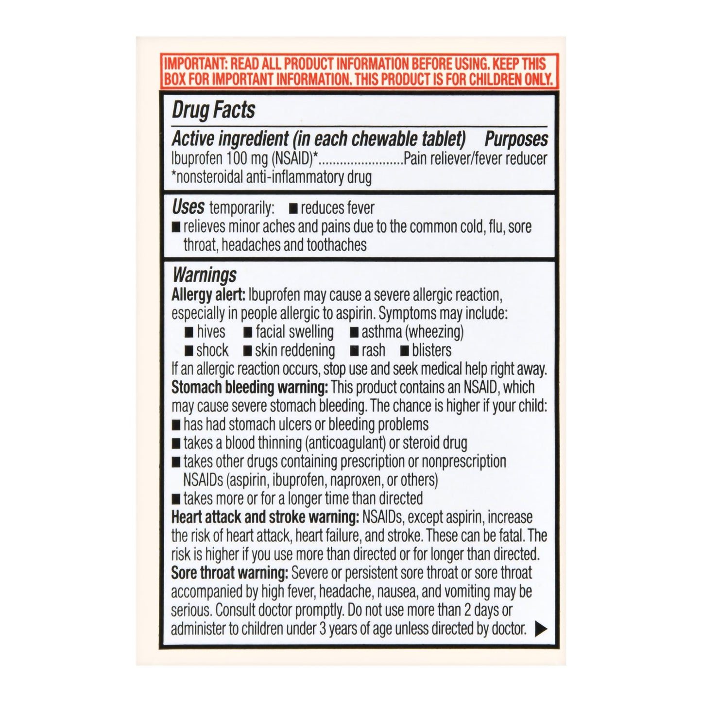 Foster & Thrive™ Children's Pain Relief 100 mg Strength Ibuprofen Tablet 24 per Bottle (1238953_EA)