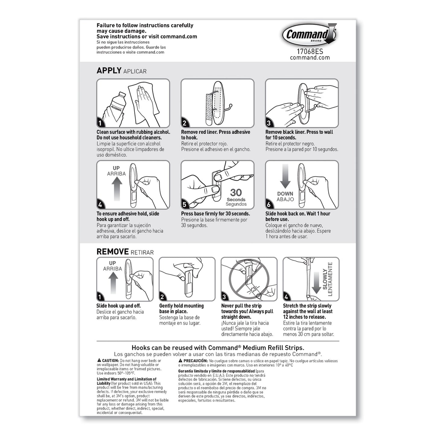 Command™ Medium Wire Hooks, Metal Wire, Silver/White, Supports 2 lb, 13/Pack (MMM1706513)