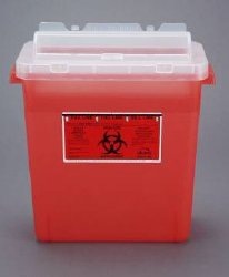 Bemis™ Sentinel Sharps Container Translucent Red Base 15 H X 13-7/8 L X 6-7/8 W Inch Horizontal Entry 3 Gallon (387581_EA)