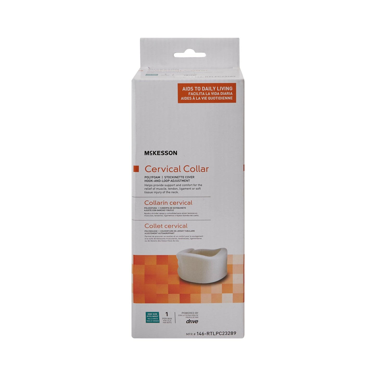McKesson Cervical Collar Soft Density Adult Large One-Piece 3-3/4 Inch Height 22 Inch Length 19 to 22 Inch Neck Circumference (1103361_EA)