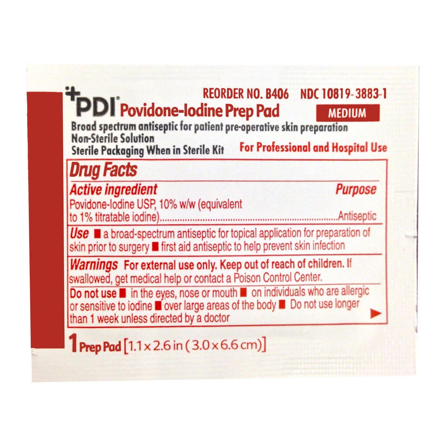 PDI® PVP Prep Pad 10% Strength Povidone-Iodine Individual Packet Medium NonSterile (131912_EA)