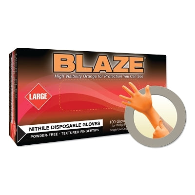 Ansell Blaze N48 Nitrile Exam Gloves, Beaded, Large, Orange (748-N483)