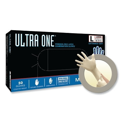 Ansell Ultra One® UL-315 Latex Disposable Gloves, Large, Natural Rubber Latex, Beige, Extended Cuff (748-UL-315-L)